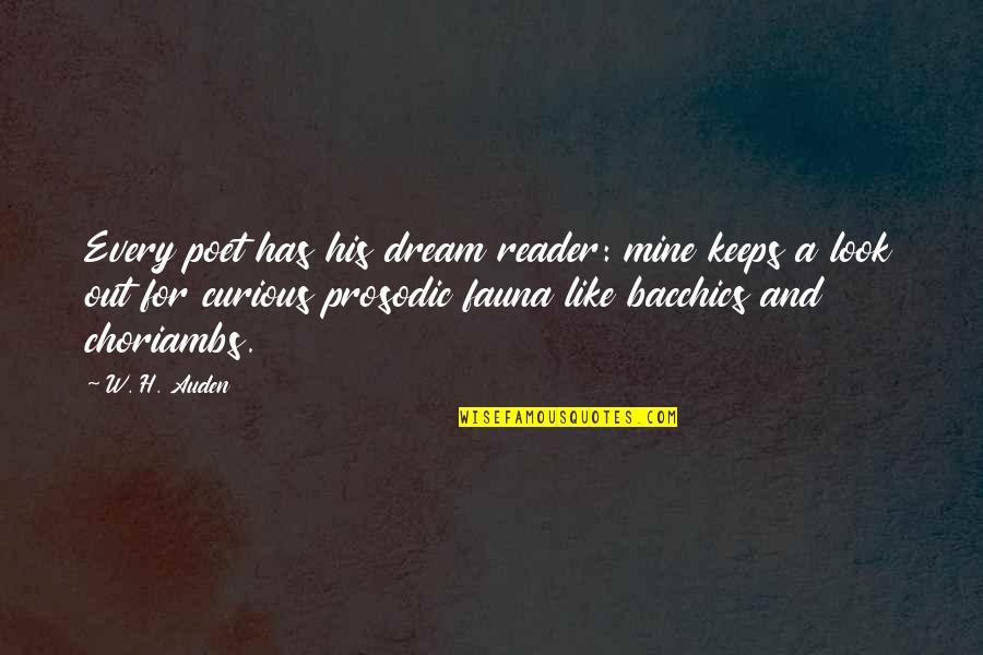 Choriambs Quotes By W. H. Auden: Every poet has his dream reader: mine keeps Choriambs Quotes By W. H. Auden: Every poet has his dream reader: mine keeps