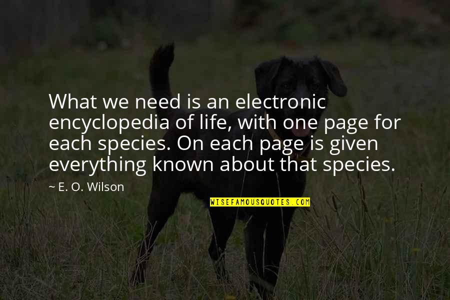 Chorney Steve Quotes By E. O. Wilson: What we need is an electronic encyclopedia of