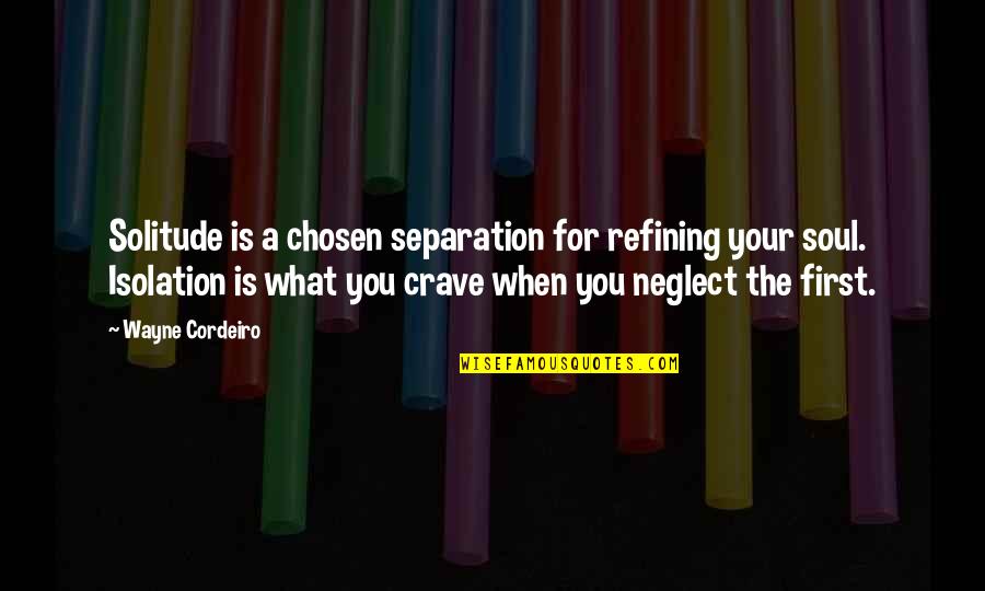 Chosen In Jesus Christ Quotes By Wayne Cordeiro: Solitude is a chosen separation for refining your