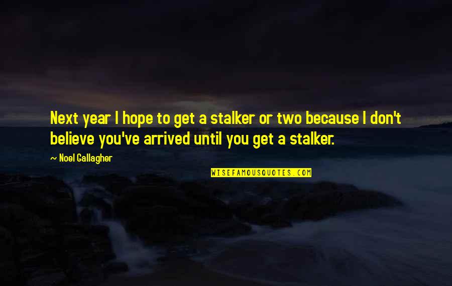 Choying Great Quotes By Noel Gallagher: Next year I hope to get a stalker