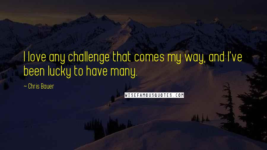 Chris Bauer quotes: I love any challenge that comes my way, and I've been lucky to have many.