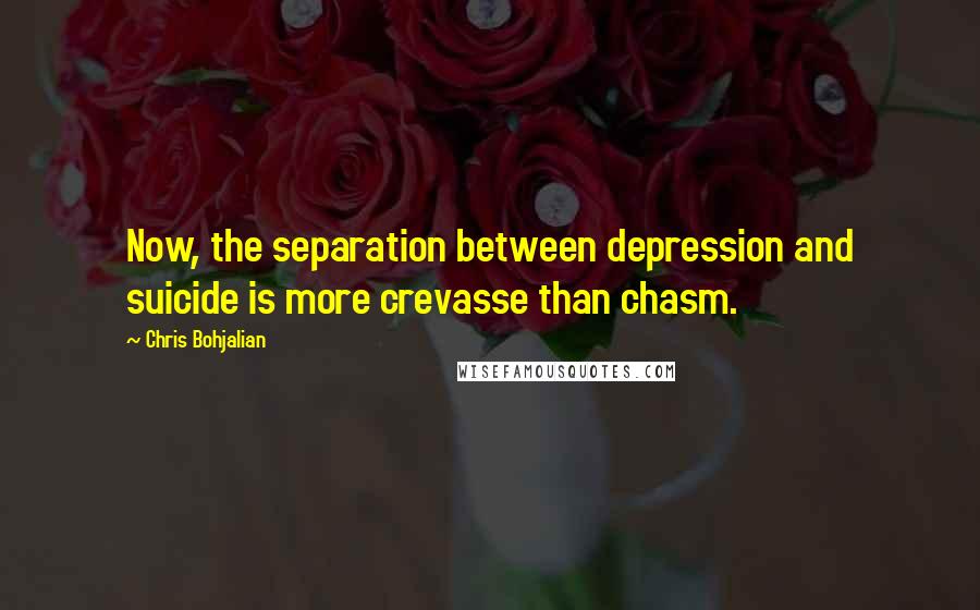 Chris Bohjalian quotes: Now, the separation between depression and suicide is more crevasse than chasm.