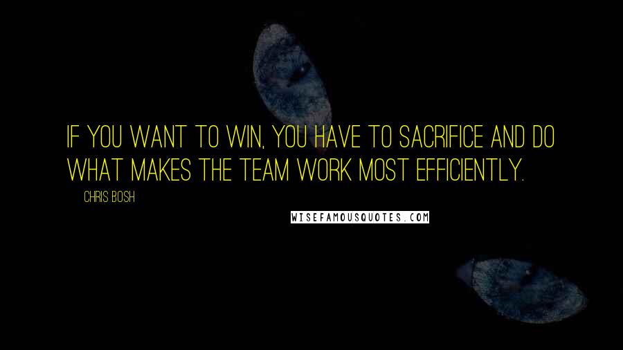 Chris Bosh quotes: If you want to win, you have to sacrifice and do what makes the team work most efficiently.