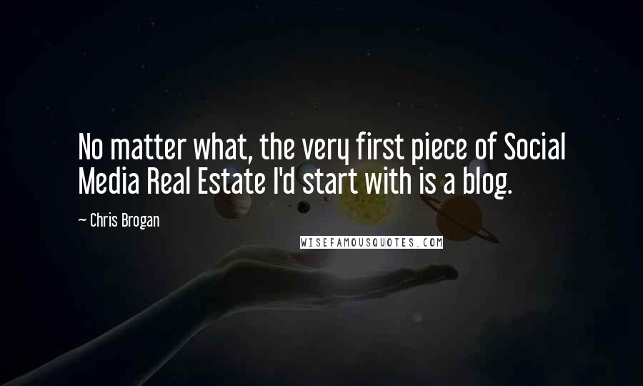 Chris Brogan quotes: No matter what, the very first piece of Social Media Real Estate I'd start with is a blog.