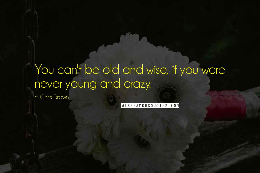 Chris Brown quotes: You can't be old and wise, if you were never young and crazy.