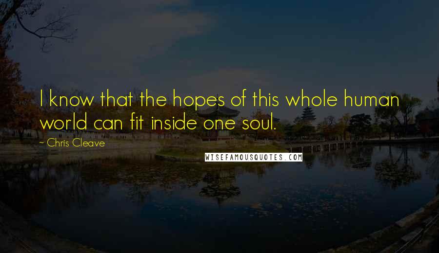 Chris Cleave quotes: I know that the hopes of this whole human world can fit inside one soul.