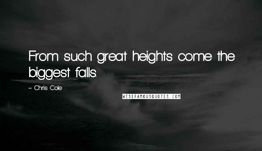 Chris Cole quotes: From such great heights come the biggest falls.