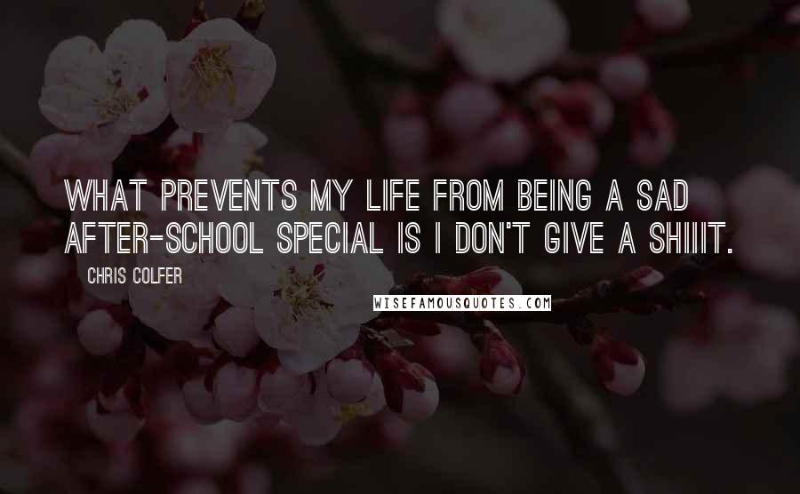 Chris Colfer quotes: What prevents my life from being a sad after-school special is I don't give a shiiit.