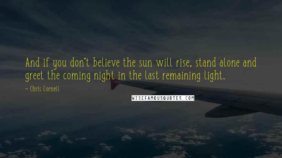 Chris Cornell quotes: And if you don't believe the sun will rise, stand alone and greet the coming night in the last remaining light.