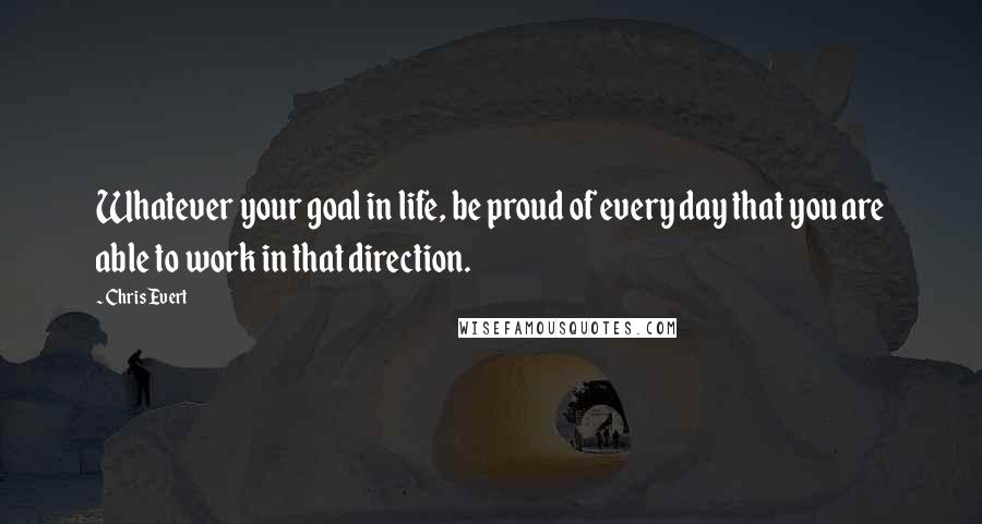 Chris Evert quotes: Whatever your goal in life, be proud of every day that you are able to work in that direction.