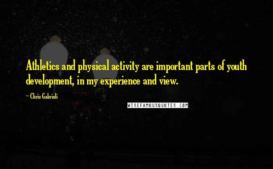 Chris Gabrieli quotes: Athletics and physical activity are important parts of youth development, in my experience and view.