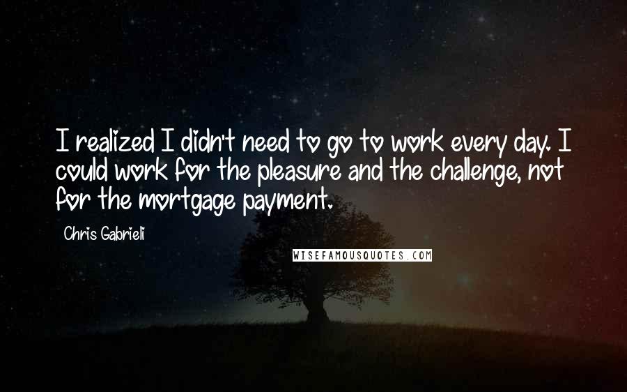 Chris Gabrieli quotes: I realized I didn't need to go to work every day. I could work for the pleasure and the challenge, not for the mortgage payment.