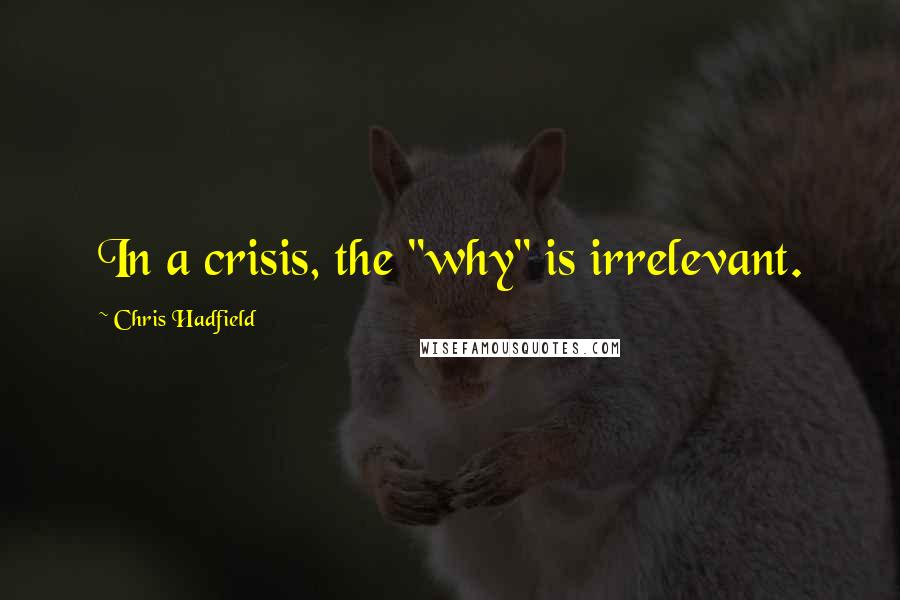 Chris Hadfield quotes: In a crisis, the "why" is irrelevant.
