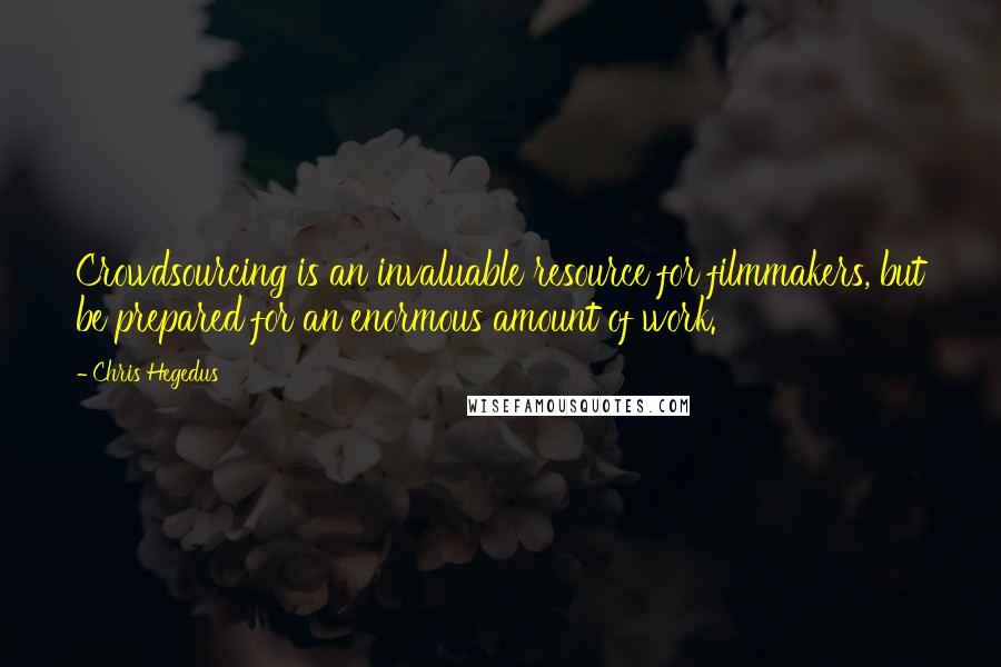 Chris Hegedus quotes: Crowdsourcing is an invaluable resource for filmmakers, but be prepared for an enormous amount of work.