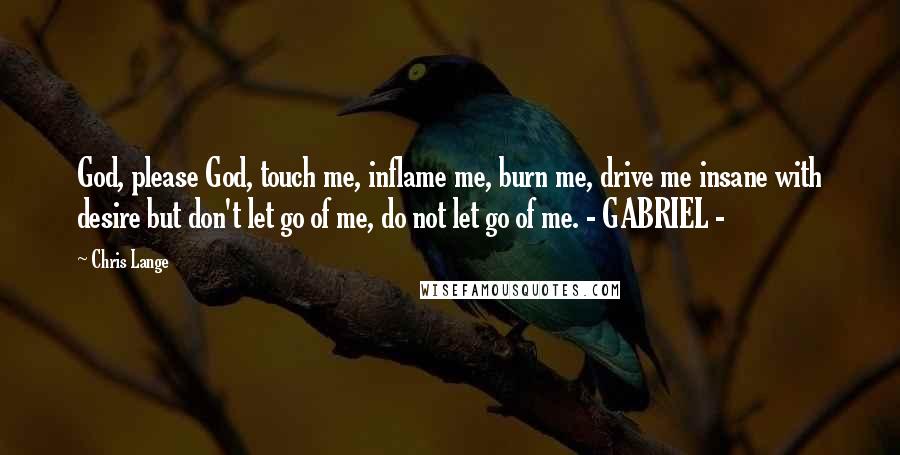 Chris Lange quotes: God, please God, touch me, inflame me, burn me, drive me insane with desire but don't let go of me, do not let go of me. - GABRIEL -