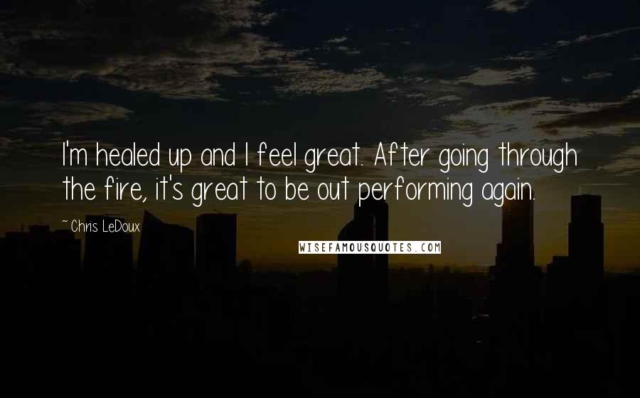 Chris LeDoux quotes: I'm healed up and I feel great. After going through the fire, it's great to be out performing again.