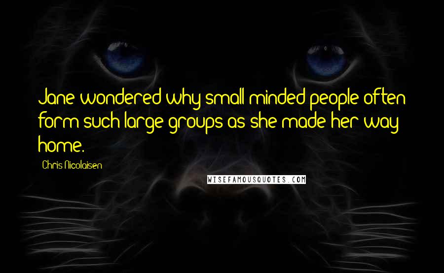 Chris Nicolaisen quotes: Jane wondered why small-minded people often form such large groups as she made her way home.