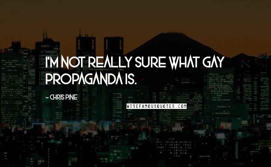 Chris Pine quotes: I'm not really sure what gay propaganda is.