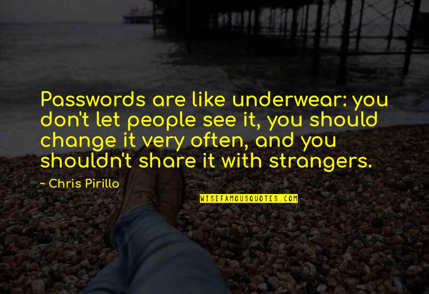 Chris Pirillo Quotes By Chris Pirillo: Passwords are like underwear: you don't let people
