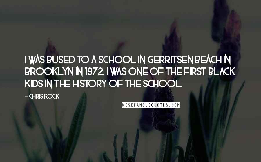 Chris Rock quotes: I was bused to a school in Gerritsen Beach in Brooklyn in 1972. I was one of the first black kids in the history of the school.