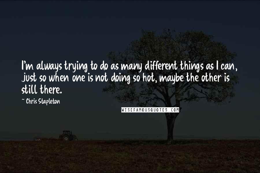 Chris Stapleton quotes: I'm always trying to do as many different things as I can, just so when one is not doing so hot, maybe the other is still there.