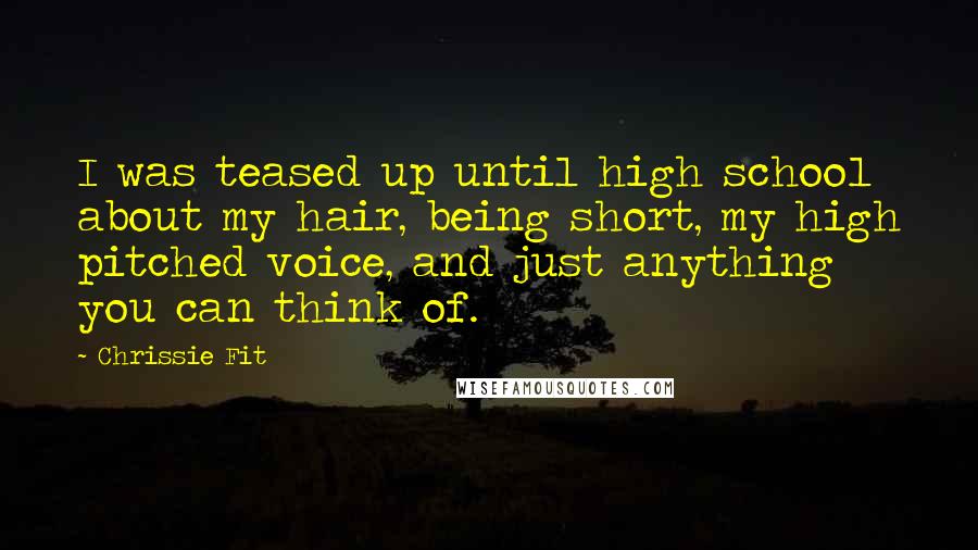 Chrissie Fit quotes: I was teased up until high school about my hair, being short, my high pitched voice, and just anything you can think of.