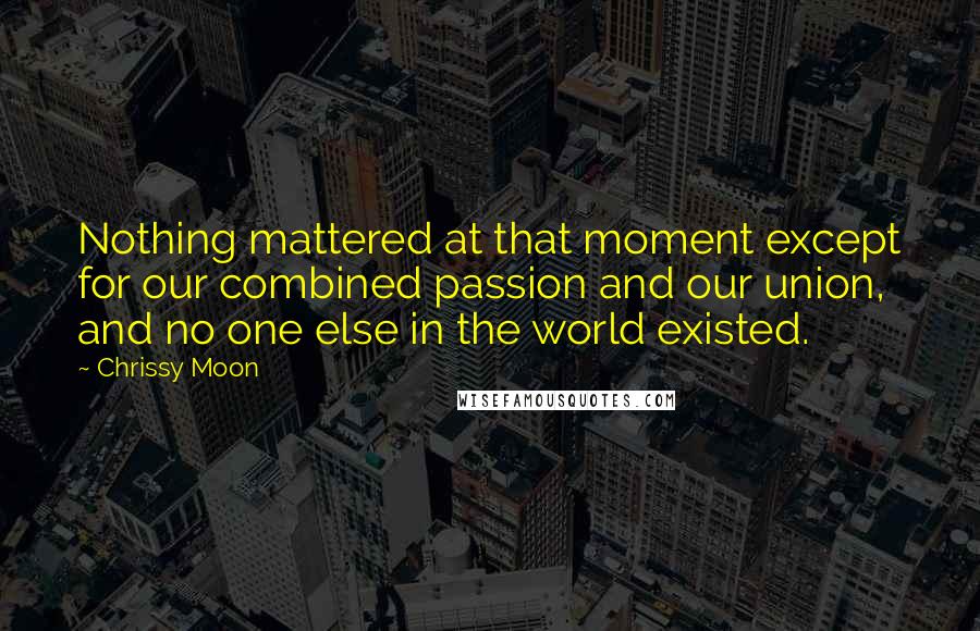 Chrissy Moon quotes: Nothing mattered at that moment except for our combined passion and our union, and no one else in the world existed.