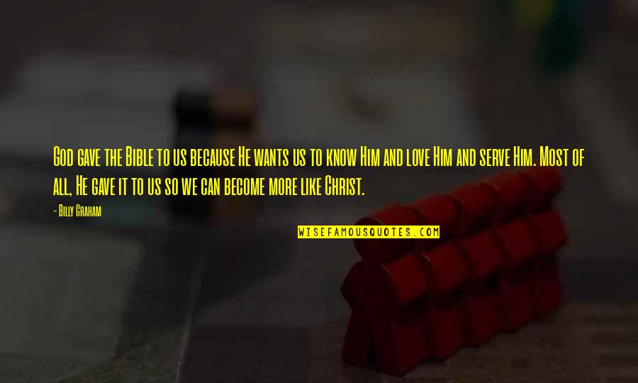 Christ Like Quotes By Billy Graham: God gave the Bible to us because He Christ Like Quotes By Billy Graham: God gave the Bible to us because He