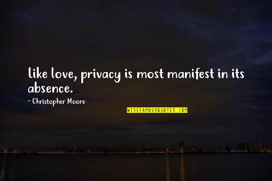 Christa Paffgen Quotes By Christopher Moore: Like love, privacy is most manifest in its
