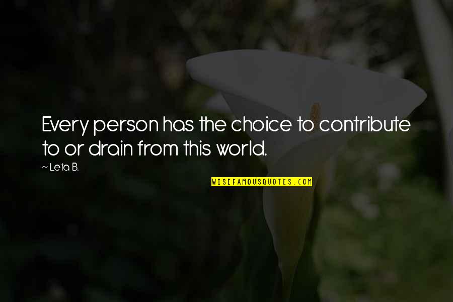 Christiaan Meyer Quotes By Leta B.: Every person has the choice to contribute to