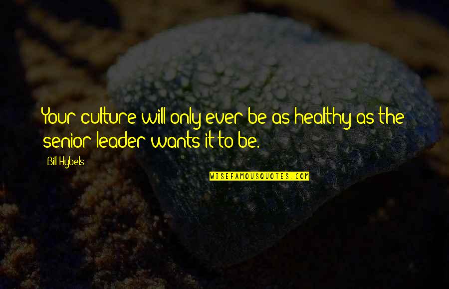 Christian Burdens Quotes By Bill Hybels: Your culture will only ever be as healthy