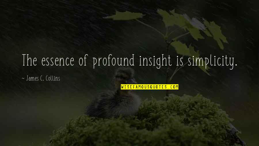 Christian Examination Quotes By James C. Collins: The essence of profound insight is simplicity. Christian Examination Quotes By James C. Collins: The essence of profound insight is simplicity.