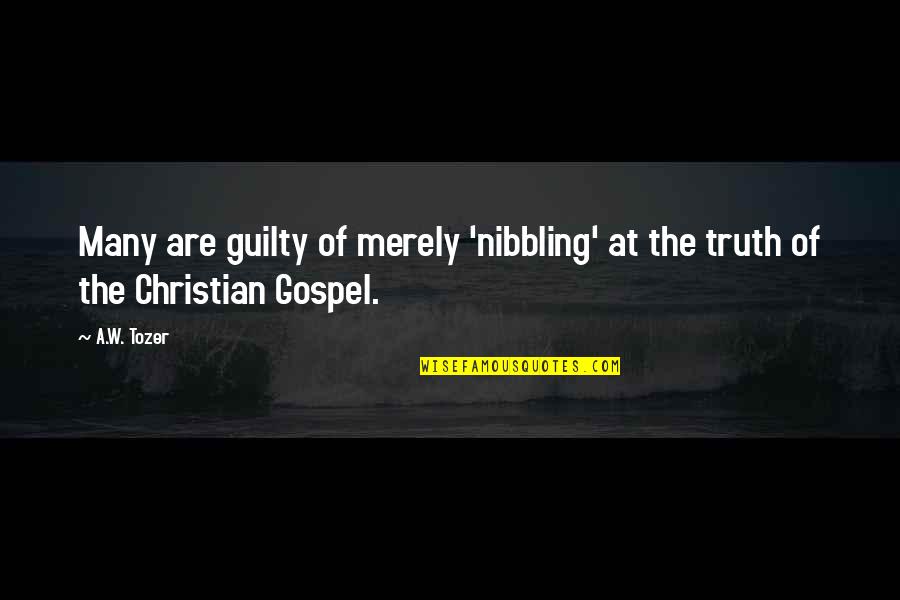 Christian Gospel Quotes By A.W. Tozer: Many are guilty of merely 'nibbling' at the