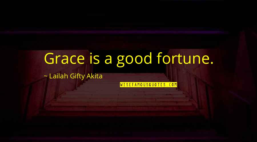 Christian Grace Quotes By Lailah Gifty Akita: Grace is a good fortune.