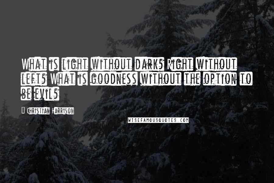 Christian Harrison quotes: What is light without dark? Right without left? What is goodness without the option to be evil?