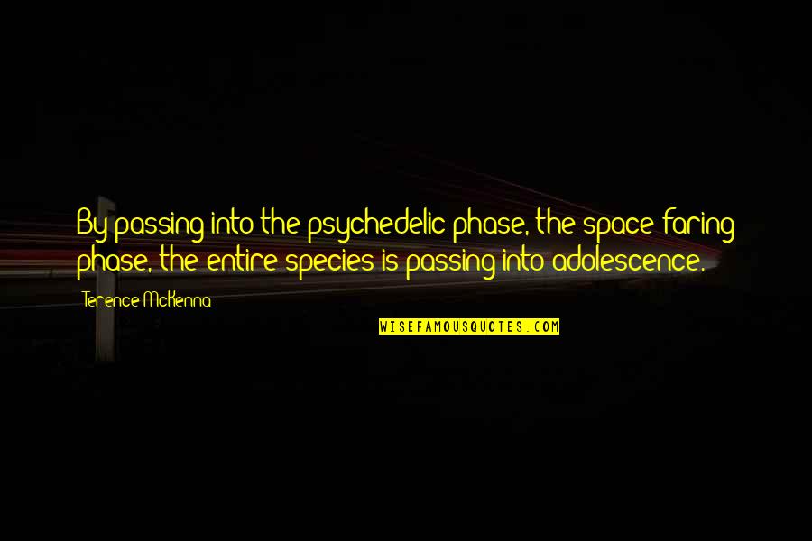 Christian Homosexuality Quotes By Terence McKenna: By passing into the psychedelic phase, the space-faring