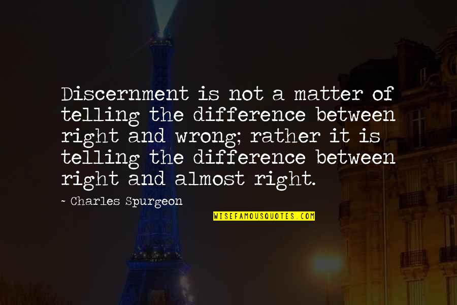 Christian Right Quotes By Charles Spurgeon: Discernment is not a matter of telling the