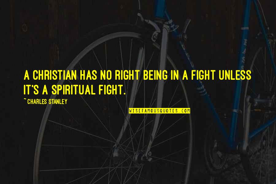 Christian Right Quotes By Charles Stanley: A Christian has no right being in a