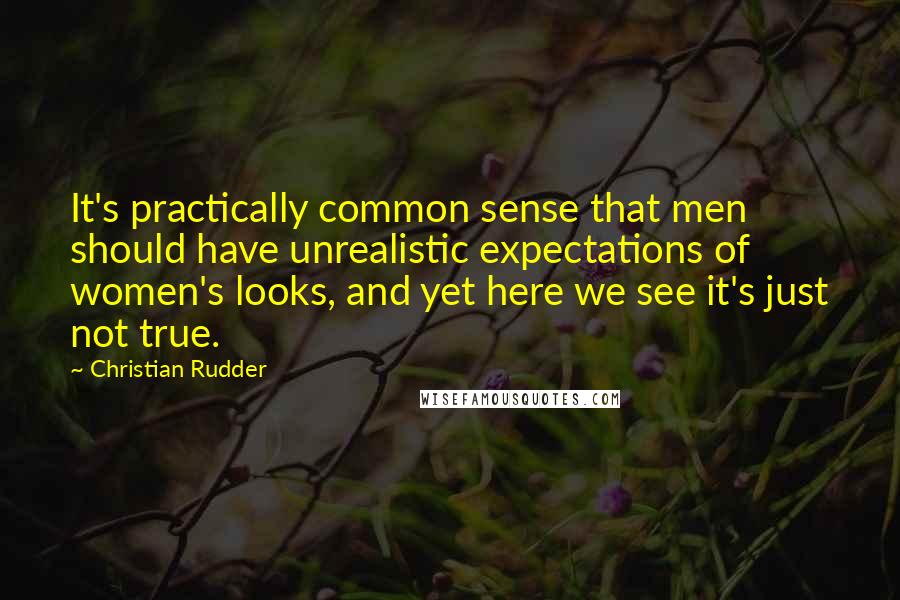 Christian Rudder quotes: It's practically common sense that men should have unrealistic expectations of women's looks, and yet here we see it's just not true.