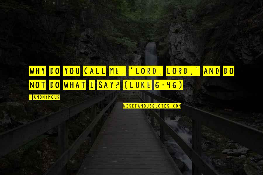Christian Soul Winning Quotes By Anonymous: Why do you call Me, 'Lord, Lord,' and