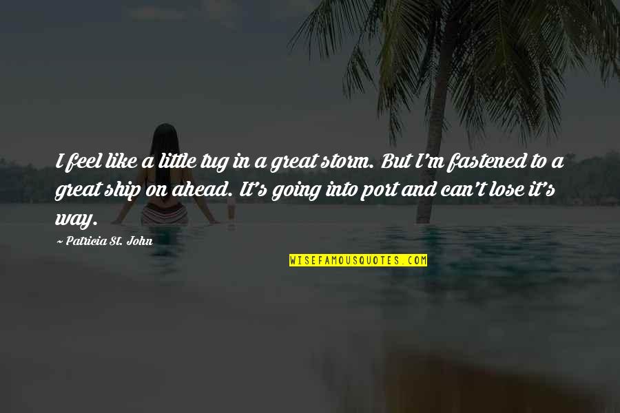 Christian Storm Quotes By Patricia St. John: I feel like a little tug in a Christian Storm Quotes By Patricia St. John: I feel like a little tug in a