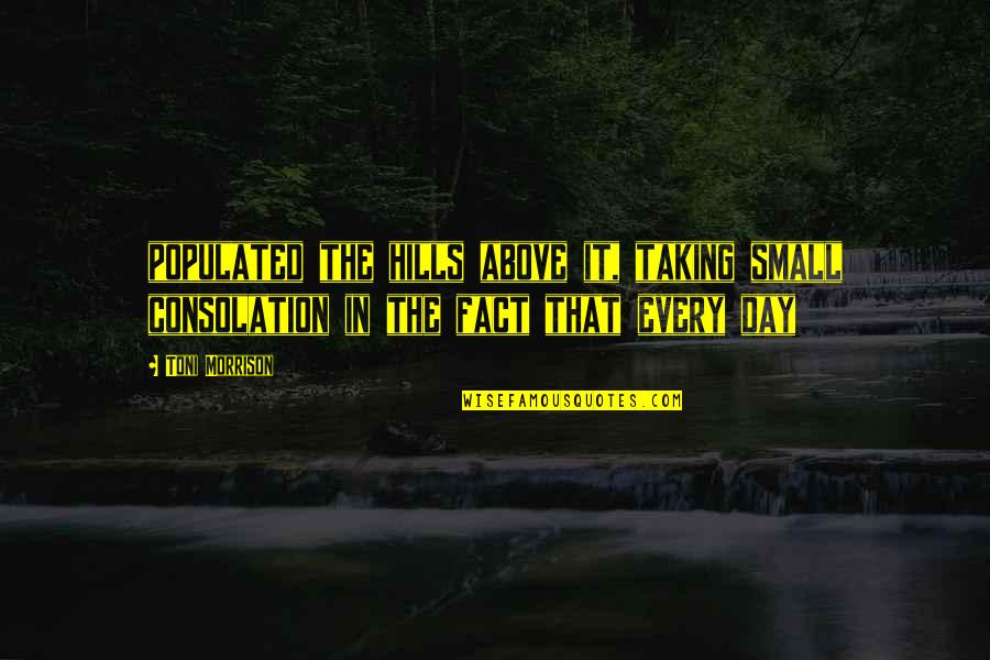 Christian Wall Quotes By Toni Morrison: populated the hills above it, taking small consolation