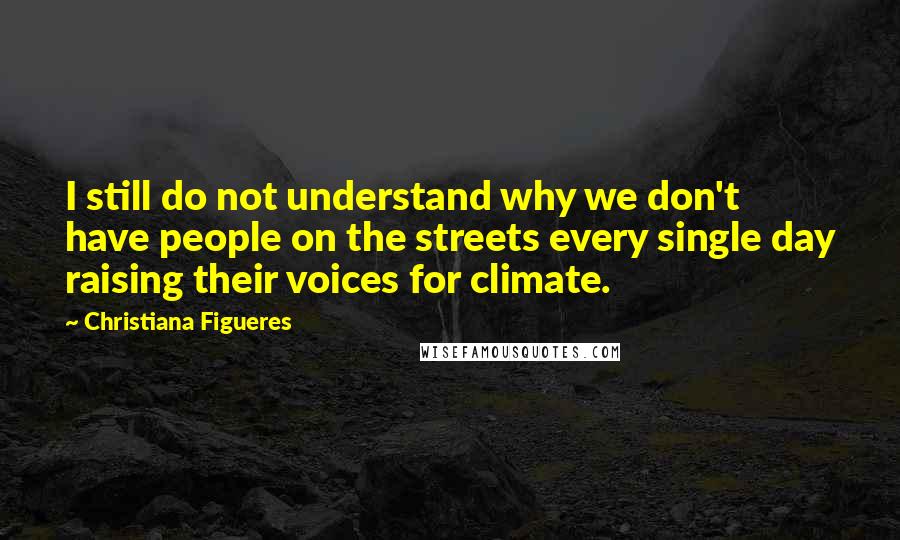 Christiana Figueres quotes: I still do not understand why we don't have people on the streets every single day raising their voices for climate.