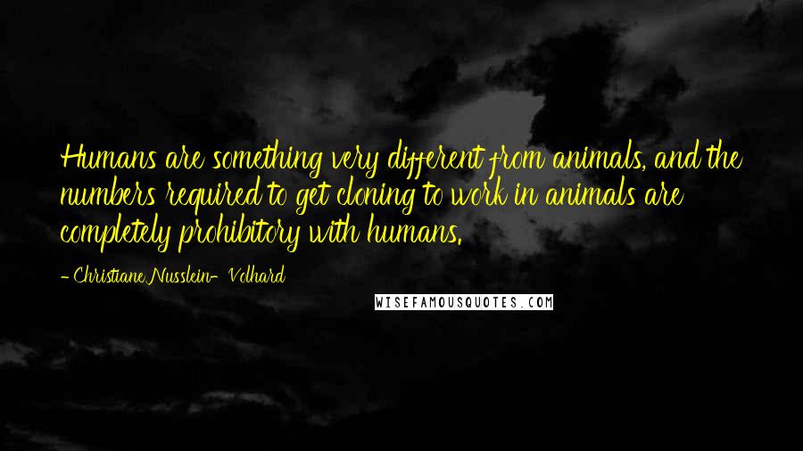 Christiane Nusslein-Volhard quotes: Humans are something very different from animals, and the numbers required to get cloning to work in animals are completely prohibitory with humans.