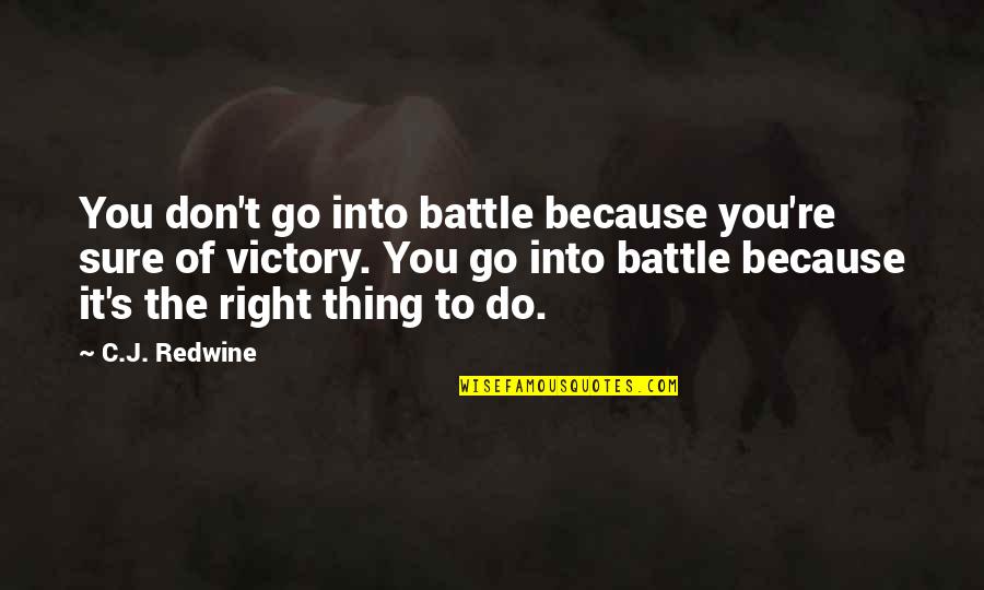 Christianities Sacred Quotes By C.J. Redwine: You don't go into battle because you're sure