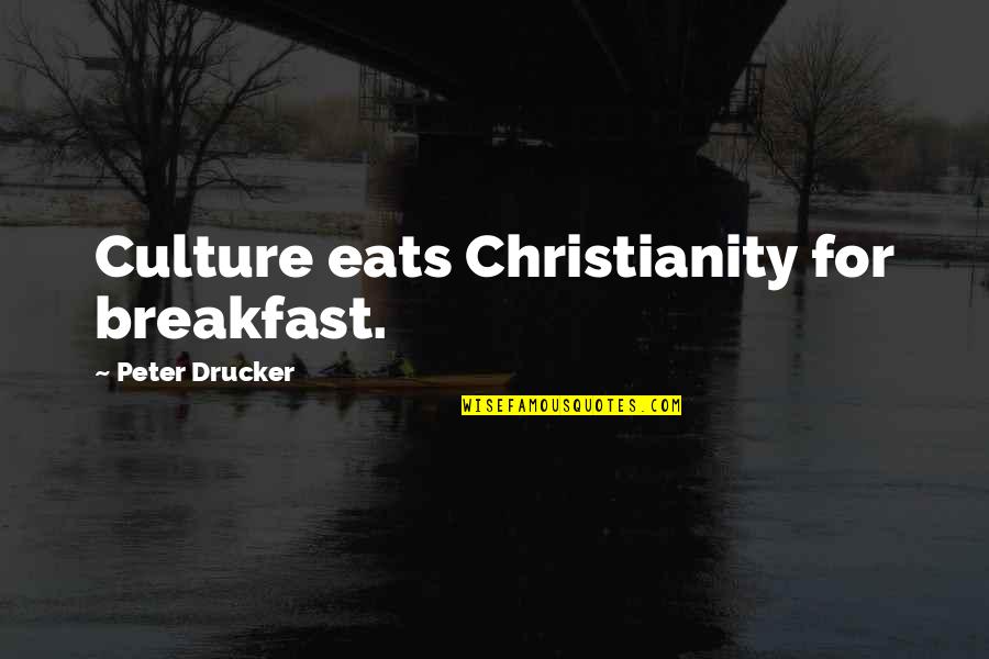 Christianity And Culture Quotes By Peter Drucker: Culture eats Christianity for breakfast.