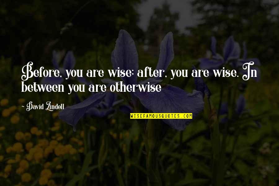 Christianity Judaism And Islam Quotes By David Zindell: Before, you are wise; after, you are wise.