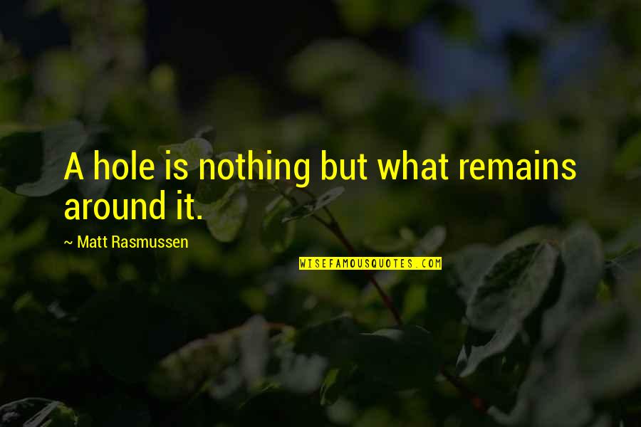 Christianity Rediscovered Quotes By Matt Rasmussen: A hole is nothing but what remains around