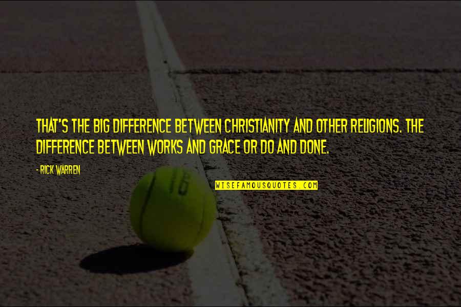 Christianity Then Vs Now Quotes By Rick Warren: That's the big difference between Christianity and other Christianity Then Vs Now Quotes By Rick Warren: That's the big difference between Christianity and other