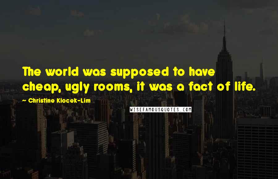 Christine Klocek-Lim quotes: The world was supposed to have cheap, ugly rooms, it was a fact of life.